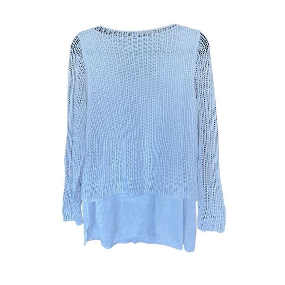 Eileen Fisher Womens Blue Long Sleeve Open Knit Pullover Sweater Size Medium - Picture 10 of 12